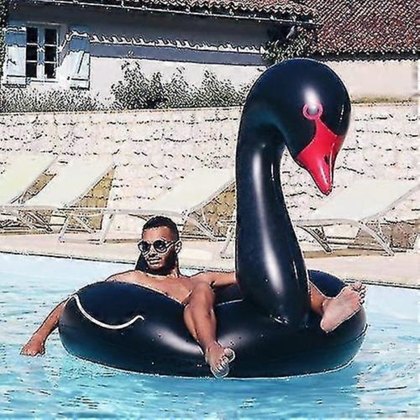 Svaneformet Oppustelig Flydende Svømme Sikkerheds Pool Ring Black