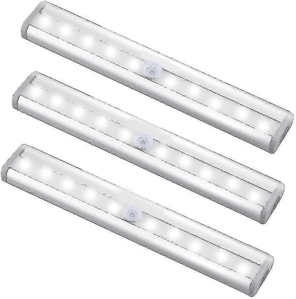 3-pak Oppgradert USB-oppladbart 10 LED Magnetisk Bevegelsessensorlys