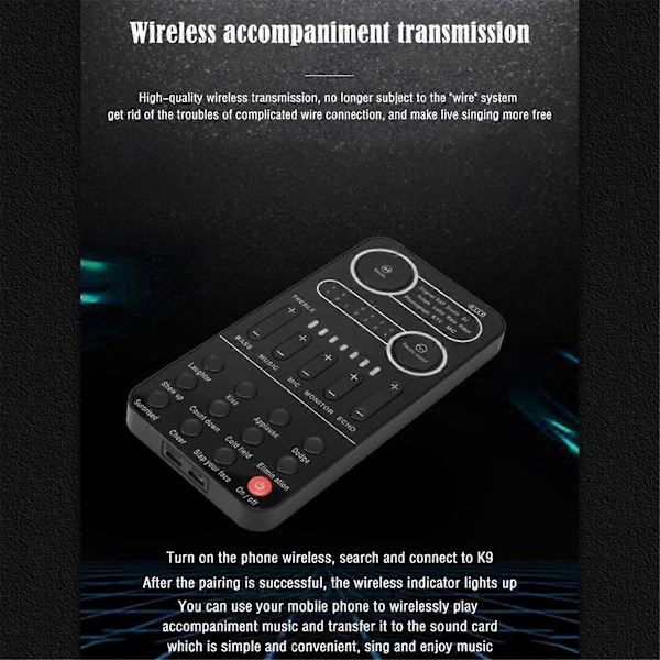 K9 Röstförvrängare Live Ljudkort 12 Elektriska Toner Mikrofon Live Sändning Ljudkort för Mobiltelefon Dator PC