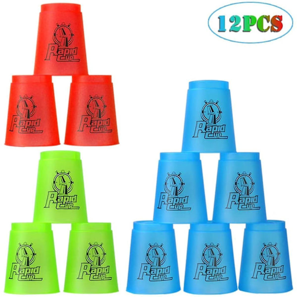 12 st Speed Stacking Muggar Klassiska Staplingsleksaker för Barn Red