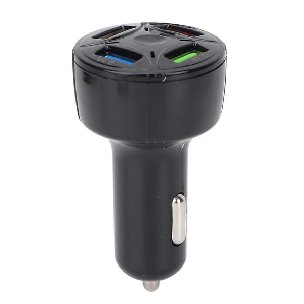 Biloplader 1 i 4 USB Udgang QC3.0 Brandsikker Multi Beskyttelse Plug and Play Universal 1232V Sort