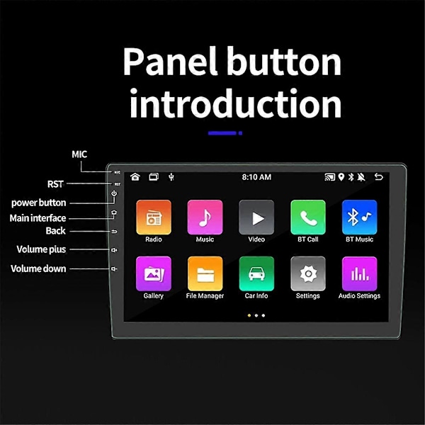 Android 13 Bil Stereo Trådløs Carplay Android Auto, 2 Din 10 Tommer Touch Screen Bilradio GPS WiFi Bluetooth Bakkamera