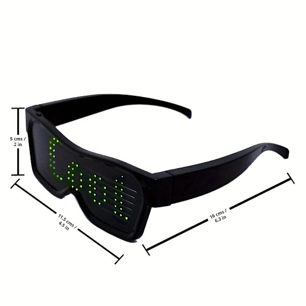1 st, LED-glasögon Skärmfestvisning, LED-display Smartglasögon, USB-uppladdningsbara glasögon för natten Green
