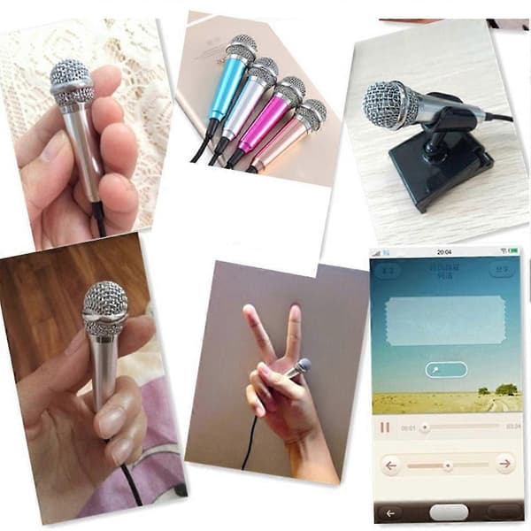 3,5 mm Mini Kondensatormikrofon Telefon Karaoke Mikrofon med Stativ til iPhone Android
