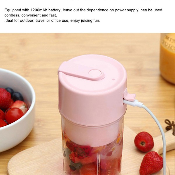 Mini Juicekopp Portabel Uppladdningsbar Blender Juicepress Multifunktionell Stor Kapacitet Blenderkopp för Studenter Hushåll Rosa