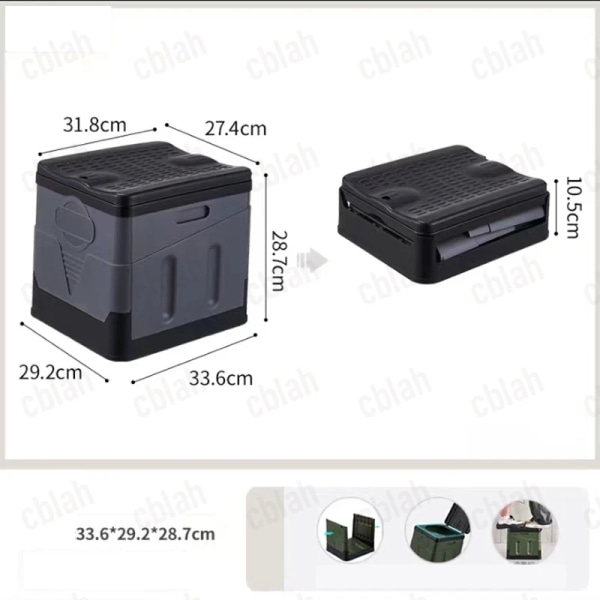 Bärbar hopfällbar toalett för camping, utomhuspotta för vuxna, toalett med lock för bil, picknick, bilorganisatör och förvaring dark grey