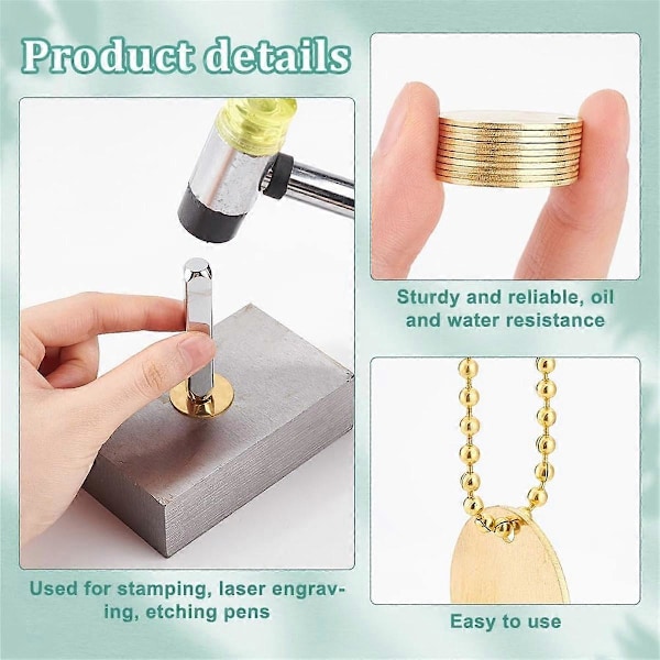 50 stk. 2,5 cm Runde Messingmerker med 50 stk. 2,4 mm Kulekjeder for Kjæledyr, Planter, Dørnøkler, Planter, DIY Håndverk, Smykkelaging