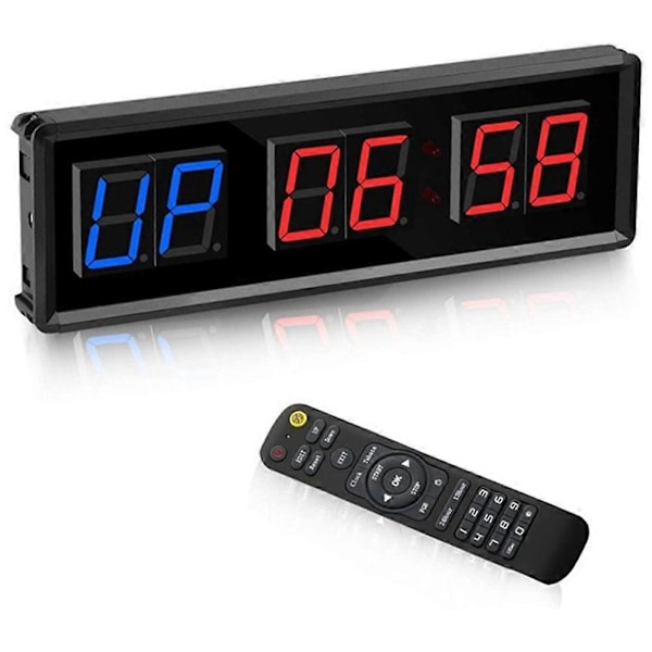 Gym Timer, LED Intervalltimer Digital Nedtelling Veggmontert Klokke Fitness Timer, Sifre Ned/Opp Klokke
