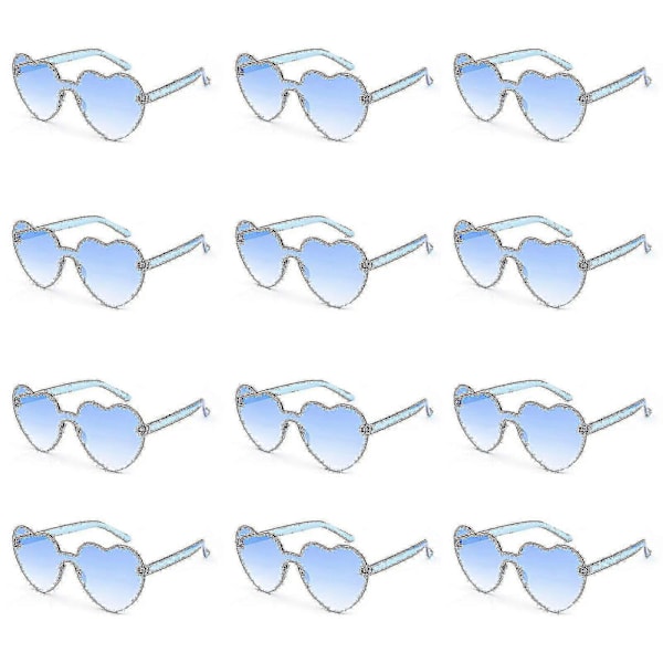Helt Nya 12st Hjärtformade Ramlösa Glasögon Trendiga Transparenta Godisfärger Glasögon För Festfavoriter 2023 Storsäljare! light blue