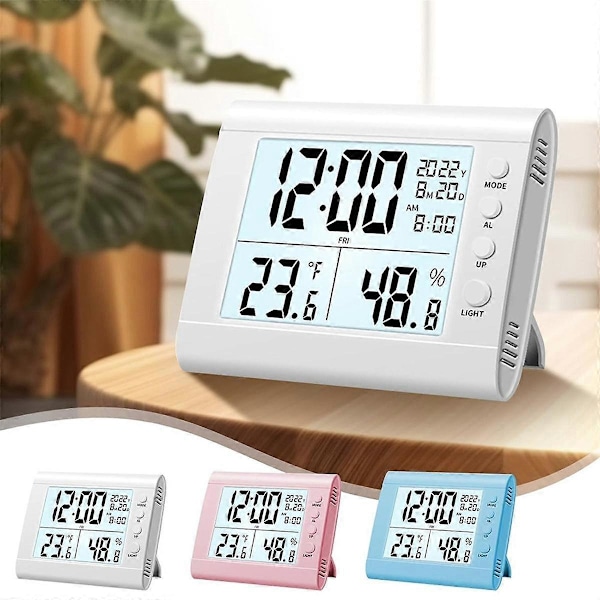 Digital Väckarklocka, Elektronisk Klocka LED-Display Stereo, Gåva till Vänner och Barn Rosa