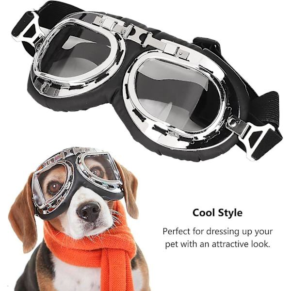 Hundglasögon Retro Harley Hund Ögonskydd Solglasögon Polariserade Solglasögon Med Justerbara Elastiska Remmar För Små Stora Mellanstora Hundar Silver
