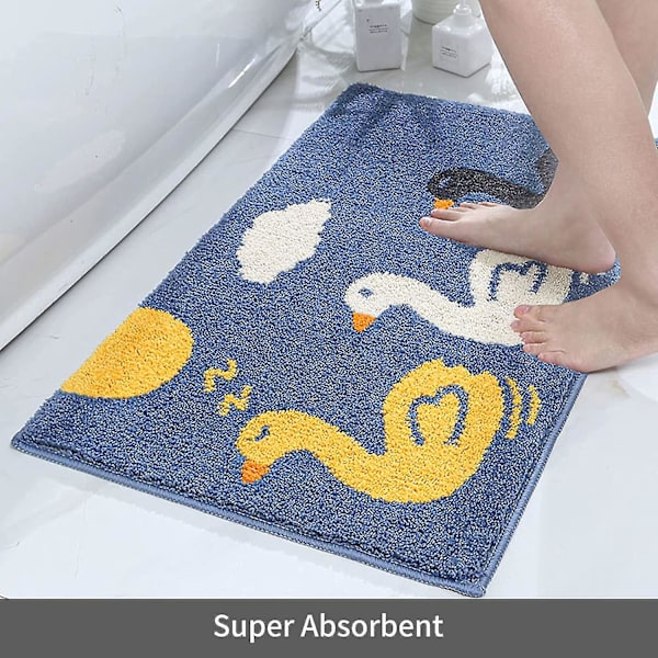 Badrumsmatta, Halkfri Söt Tecknad Anka Badrumsmatta, Ultra Mjuk Vattenabsorberande Badrumsmatta, Maskintvättbar Badrumsmatta För Badkar, Dusch Och Badrum (1 Blue-duck