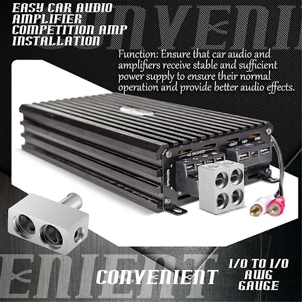 1 par bilstereo Dual 1/0 Gauge til 1/0 Gauge Amp Input Reducer 2 stk. bilstereo Amp Input Wire Reducer til forstærker