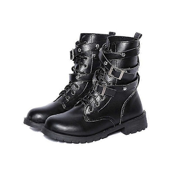 Naisten moottoripyöräsaappaat Vintage Combat nilkkurit Punk Gothic Pu-saappaat naisille 6