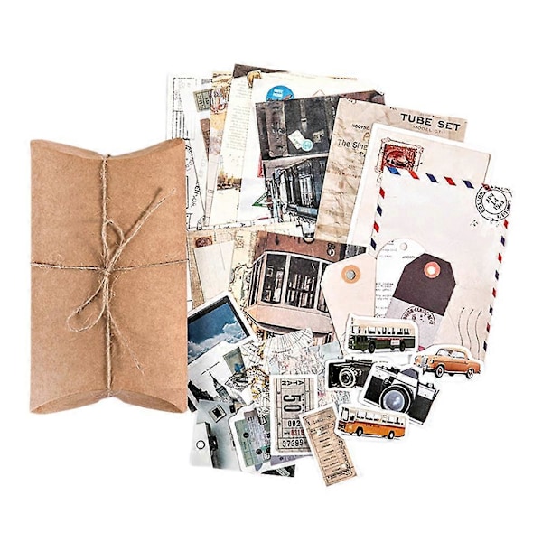 Vintage Scrapbooking -tarra tarvikkeet DIY Journaling Scrapbook Liimautuvat Washi-paperileimatarrat Retro Collection E