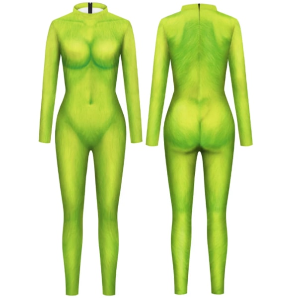 Santa Monster Julgrön Jumpsuit Bodysuit Cosplay Kostym Vuxen Unisex Dam Zentai Halloween Party Bodysuit style 2 M