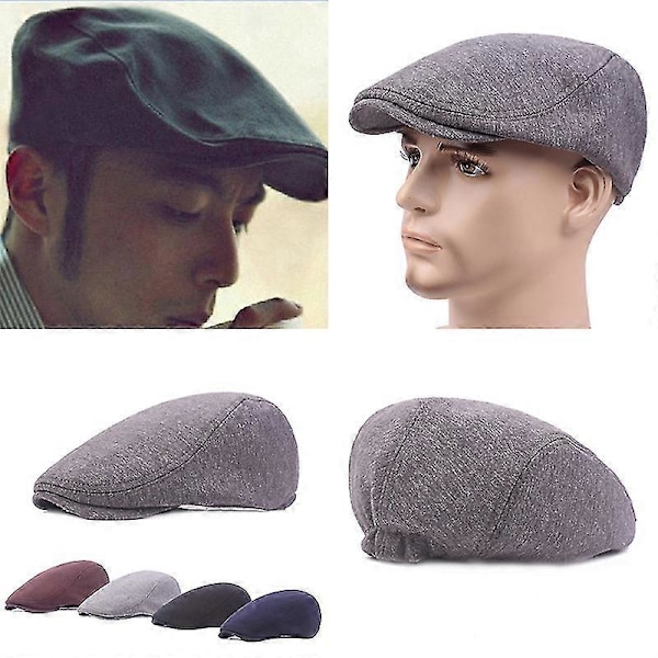 1 st Bomullsmössor Män Kvinnor Hatt Mjuk Casual Basker Enfärgad Unisex Retro Hatt Light gray