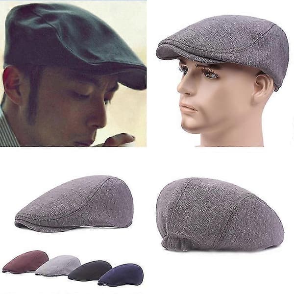 1 stk. Bomuldshatte Mænd Kvinder Hat Blød Casual Beret Solid Unisex Retro Hat Light gray