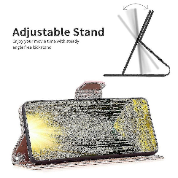 Til Nokia G22 Sommerfugl Præget Pung Stand Telefon Læder Etui Telefon Cover Med Rem Rose Gold