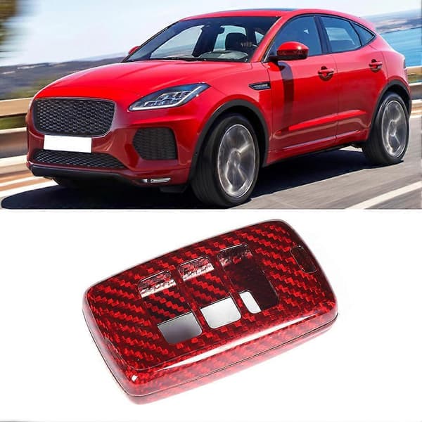 Bil Kolfiber Nyckelskal Fodral Trim Biltillbehör Röd Passar Jaguar E PACE