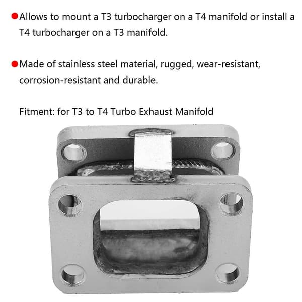 15 Graders Turbo Eksosmanifold Flensadapter for T3 til T4 Rustfritt Stål Tilbehør