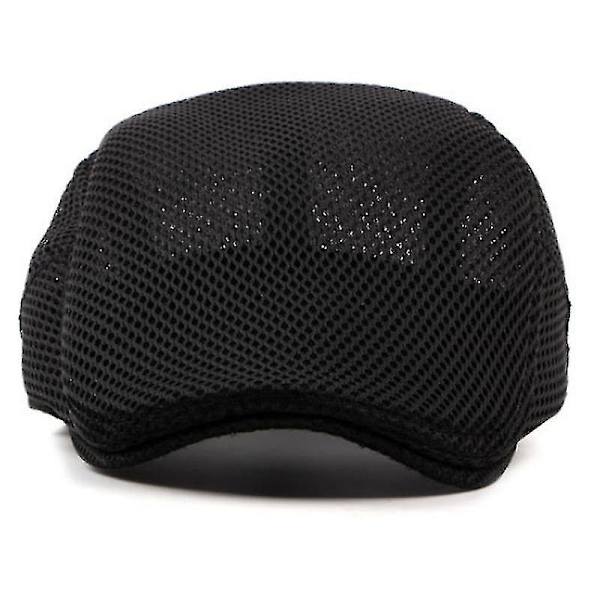 Herr Mesh Flat Cap Andningsbar Newsboy Gatsby Ivy Hatt Golf Körning Baker Taxi Chaufför Hatt White