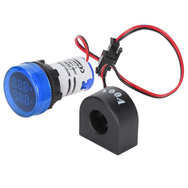 Strømsignalindikator Universal 2?Display Rund Lampe Lys 60~500V AC AD101?22VAM Blå