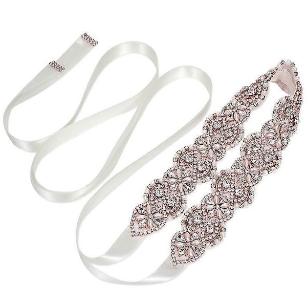 Brudebelte Håndlaget Krystall Rhinestone Flettet Brudekjole Belte Sløyfe For Brudekjoler Style C