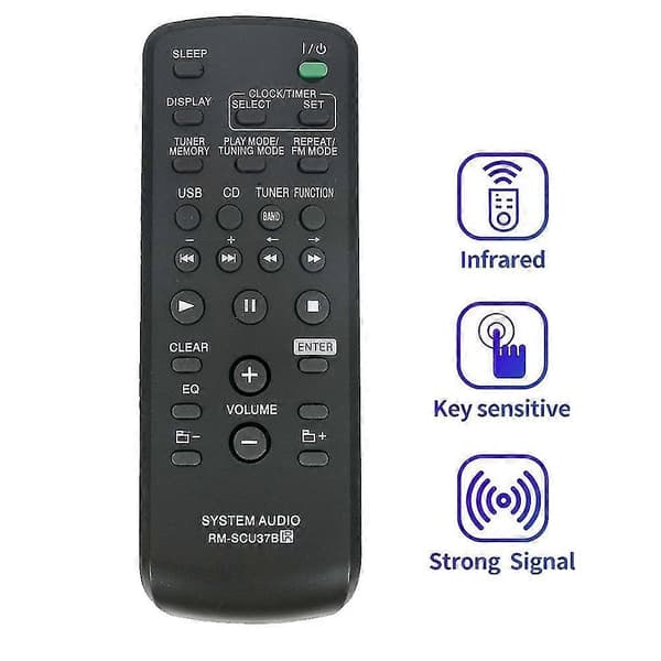 Erstatningsfjernkontroll -SCU37B for Mini HI-FI Komponent System -SH2000 -SH2000 -BX3 -BX30R HCD-CBX3 MHC-EX600
