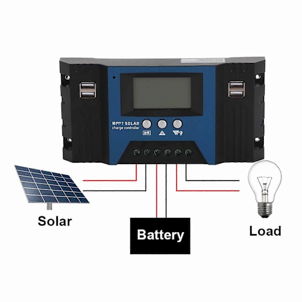 12V 24V Solar Opladningsregulator 4 USB-porte 5V 2.5A Parameter Justerbar LCD-skærm til Hjemme RV Båd 30A