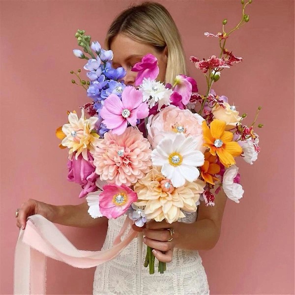 Blomster Corsage Bukett Nål 2 Tum Blomsternål för Bukett Strass Bukett Nål Bröllopstillbehör DIY Hantverk Sömnad A