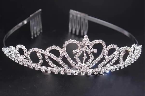 Sølv Rhinestone Tiara Krone Med Kam - Krystallkrone For Fester Og