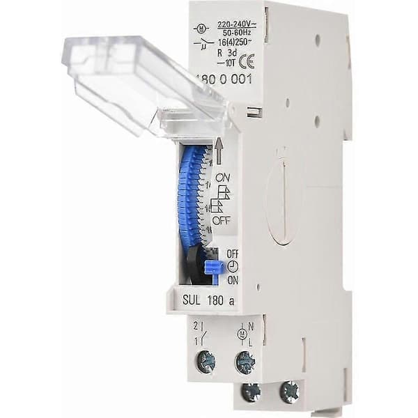 24-timmars Mekanisk Timer 15-minuters Minimum Timer Skena Montering Inbyggt Batteri, Sul180a Ac220-240v Grå - Sul180a Ac220-240v Grå Skaffa Den