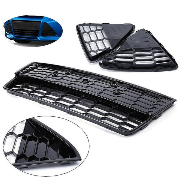 3 stk. bil honeycomb frontfanger nedre grill for Focus 2012 2013 2014