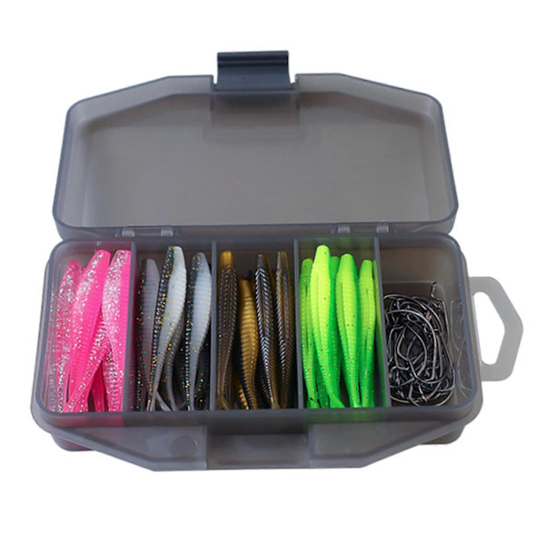 1 Set Mjukt Fiske Bete med Krok Mjuk Flexibel Swing Saltvatten Sötvatten Beten Fiske Utrustningslåda Kit
