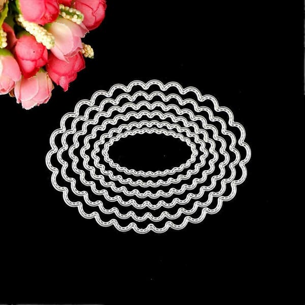 Oval Cirkel Kammusling Ramme Skærestempler DIY Scrapbog Præge Papirkort Stencil
