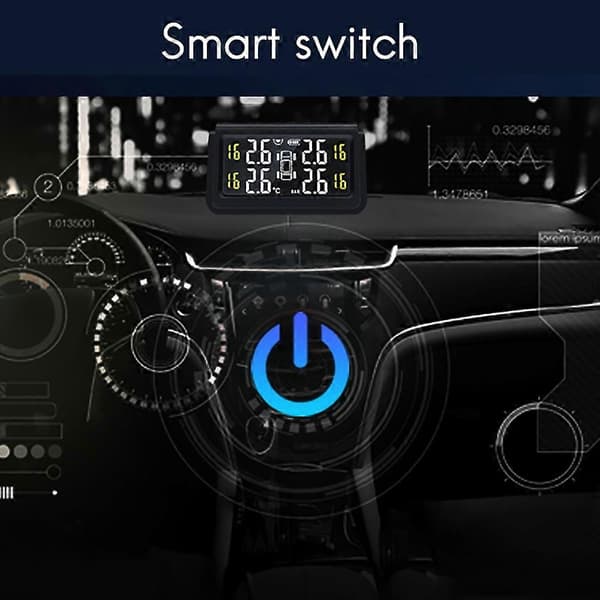 Smart Car TPMS Dæktryksovervågningssystem Solcelleopladning Digital LCD-skærm Auto Sikkerhedsalarmsystemer