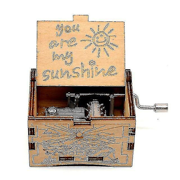 Handsnidad Speldosa i Trä med Handvev - You Are My Sunshine style 5