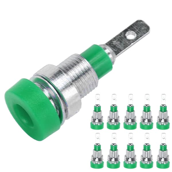 10 stk Banan Socket Messing 2mm Panel Socket Koblingsterminaler for Elektronisk Industrielt Utstyr Grønn