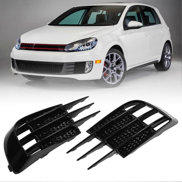 1 Par Gloss Svart Frontfanger Tåkelys Grilldeksel Tåkelysramme Erstatning for 6 MK6 GTD 2008?2013