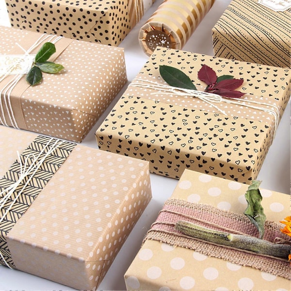 Gavepapir Anti-deform Sød Design Hjerteprint Kraft Gavepapir Ark til Jubilæum Qinhai