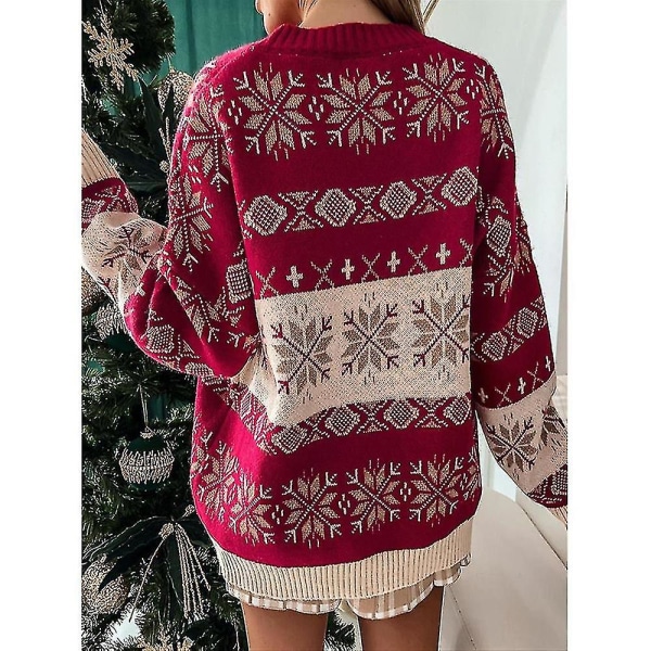 Julfest Lady Printed Sweater Warm Jumper Toppar Presenter L