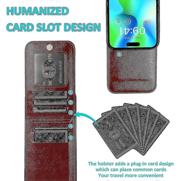 Simpel Business Stil PU Læder Etui Til Iphone 14 Pro Max Med Kortholder Brown