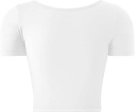 Dam Lätt Croppad Topp Slim Fit Stretch Sporttröja (Vit