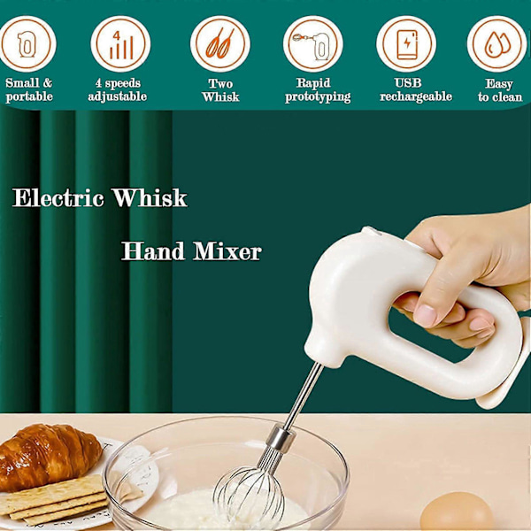 Sladdlös Elektrisk Handmixer för Hemmet, USB-Uppladdningsbar Handvisp för Bakning, Portabel