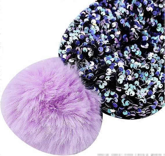 Kvinnor Flickor Vinter Paljettmössa med Fuskpälsboll Stickad Mössa