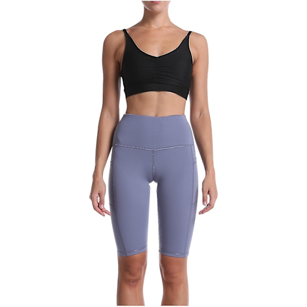 Tflycq Dam Pure Ficka Hög Midja Höft Stretch Löpning Fem Punkter Yogabyxor