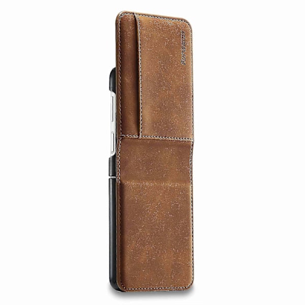 Luksus Etui til Samsung Galaxy Z Flip 5 Blødt Læder Wallet Etui med Kortholder kompatibel Galaxy Z Flip 5 Stødsikkert Cover brown