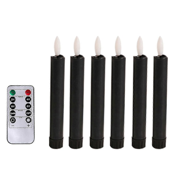 6x LED-ljus 3D-veke Flamlösa koniska ljus för bröllopsfest Elfenben VitP20211224199 black