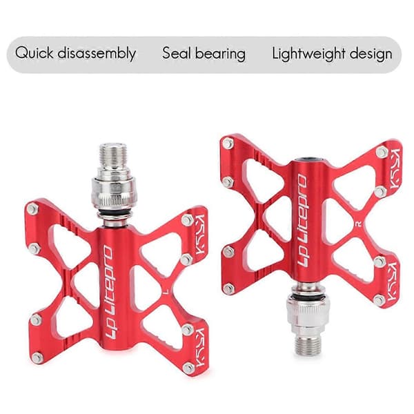 K5 Foldecykel Quick Release Pedal Aluminium Legering Leje Pedaler til BMX Cykeldele, Rød